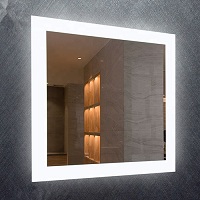 Frameless mirror with lights