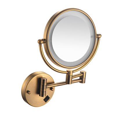 Antique brass lighted makeup mirror