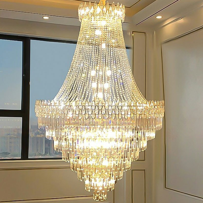 Modern staircase crystal chandelier