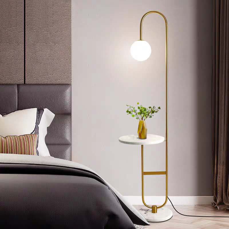 Floor lamp with marble table