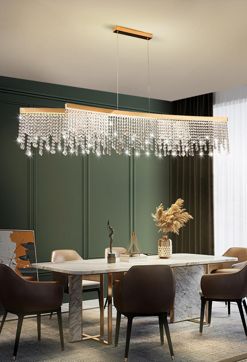 Rectangular crystal chandelier dining room