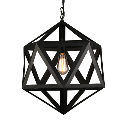 Black industrial cage pendant light