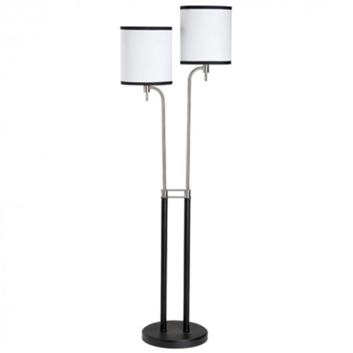 Black floor lamp with 2 shades
