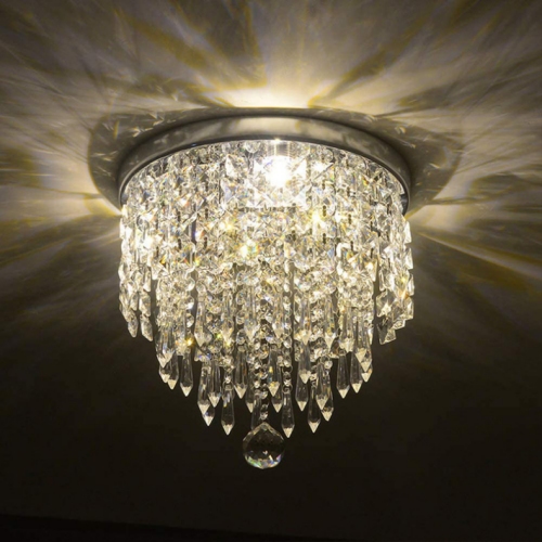 Round crystal flush mount ceiling light