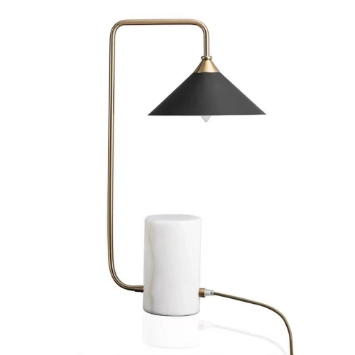 Gold and black desk lamp with marble base