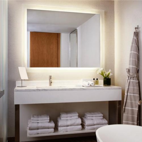 Bathroom wall mirror with LED light